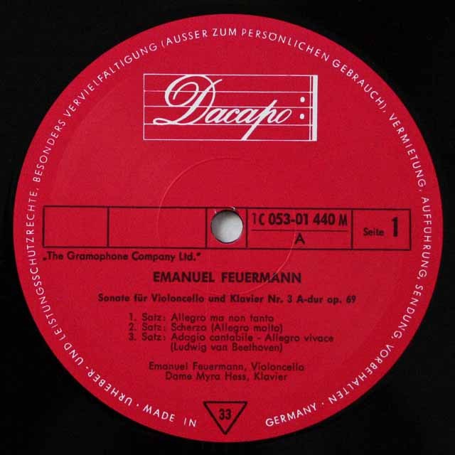 LP レコード フォイアーマンのベートーヴェン/チェロソナタ第3番ほか