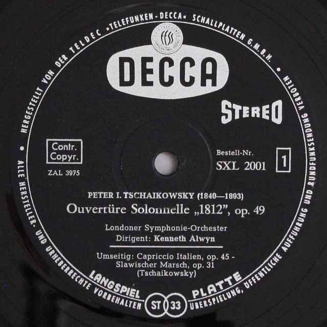 LP レコード アルウィンのチャイコフスキー/「1812年」ほか 独DECCA 3804
