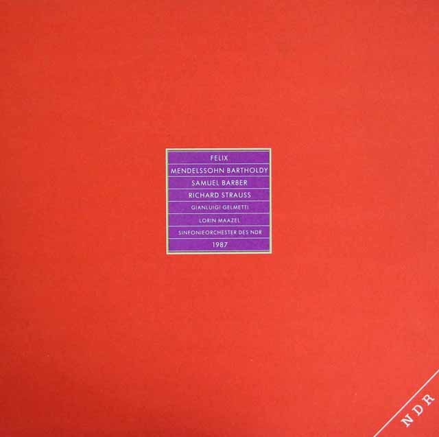 トレチャコフ&ジェルメッティのメンデルスゾーン/ヴァイオリン協奏曲ほか　独NDR　2845　LP　レコード