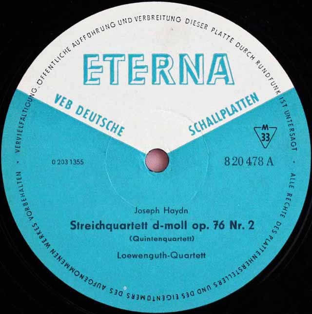 LP レコード レーヴェングート四重奏団のハイドン/弦楽四重奏曲第76&74