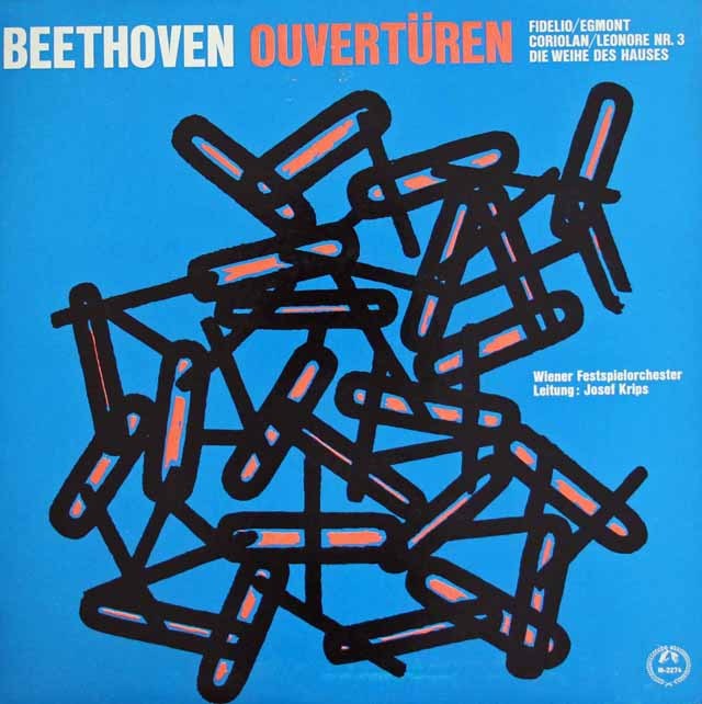 【モノラル】　クリップスのベートーヴェン/序曲集　独Concert Hall　2995　LP レコード