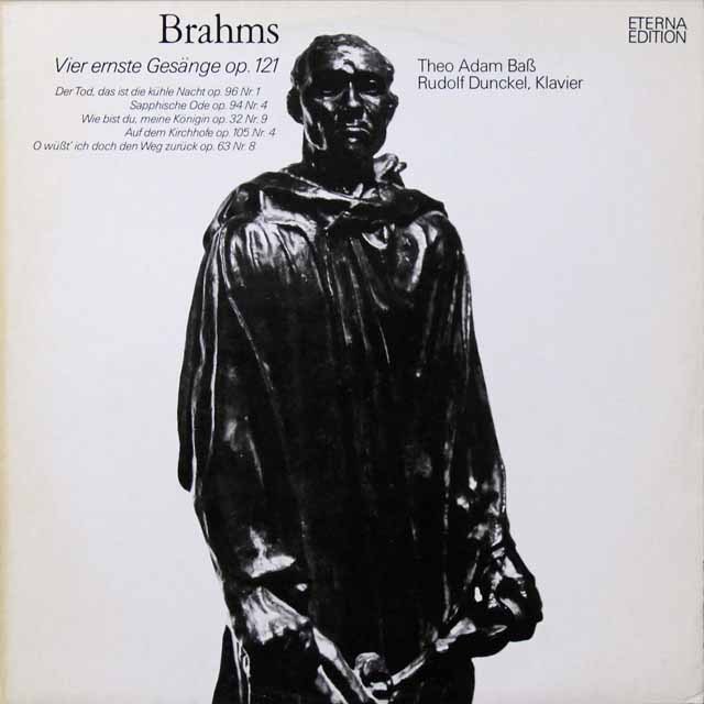 【テストプレス】　テオ・アダムのブラームス/4つの厳粛な歌ほか　独ETERNA　3704　LP レコード
