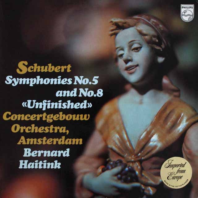 ハイティンクのシューベルト/交響曲第5、8番「未完成」　蘭PHILIPS　2524　LP レコード