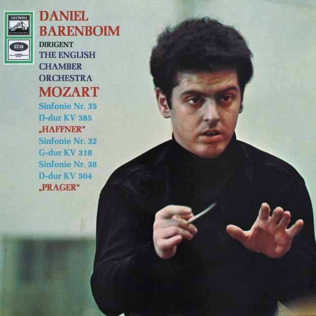 バレンボイムのモーツァルト/交響曲「ハフナー」、「プラハ」ほか　独EMI　3806　LP レコード