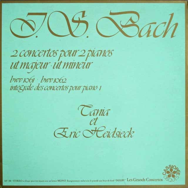 ハイドシェック夫妻のバッハ/2台のピアノの為の協奏曲　仏CASSIOPEE　3696　LP レコード