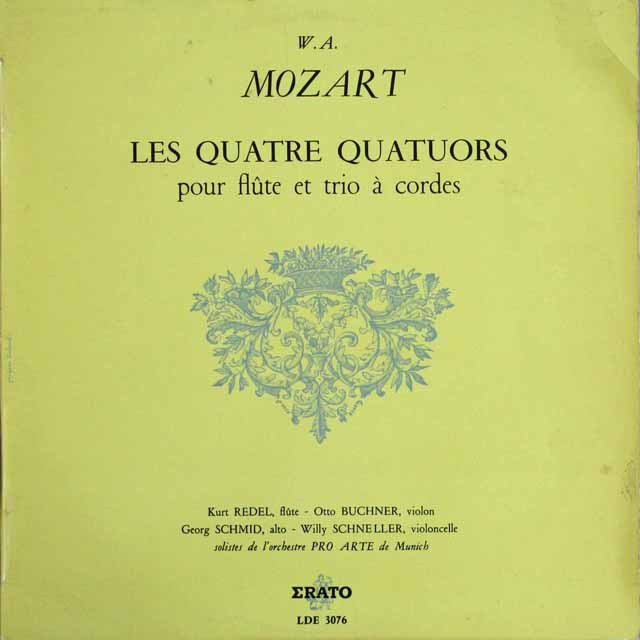 レーデルのモーツァルト/フルート四重奏曲 　仏ERATO    2537　LP レコード