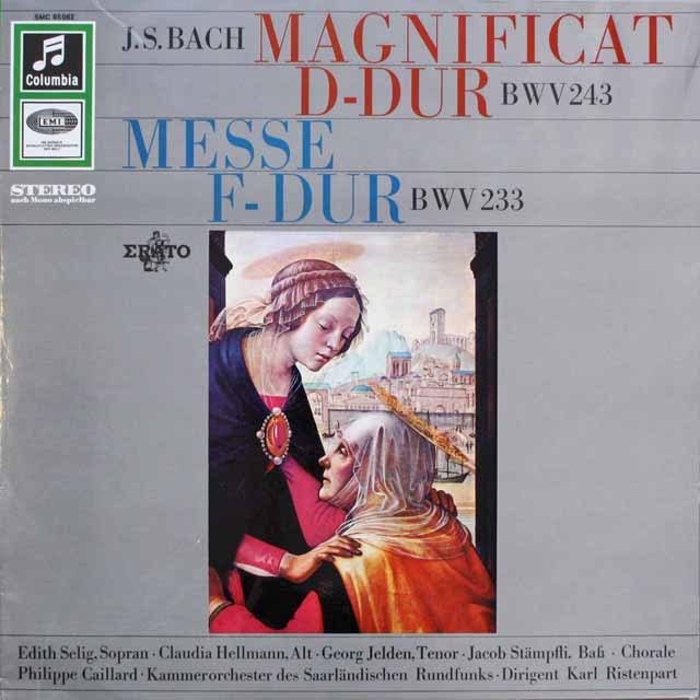 リステンパルトのバッハ/マニフィカート&ミサ曲 　独columbia　  2545　LP レコード