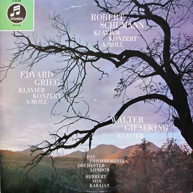 ギーゼキング、カラヤンのシューマン、グリーグ/ピアノ協奏曲　独columbia　3693　LP レコード