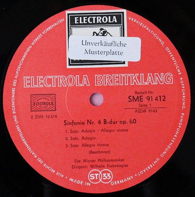 未開封　初期盤EMI　フルトヴェングラー　ベートーヴェン：交響曲第1番／第4番 未開封 初期盤EMI フルトヴェングラー ベートーヴェン：交響曲第