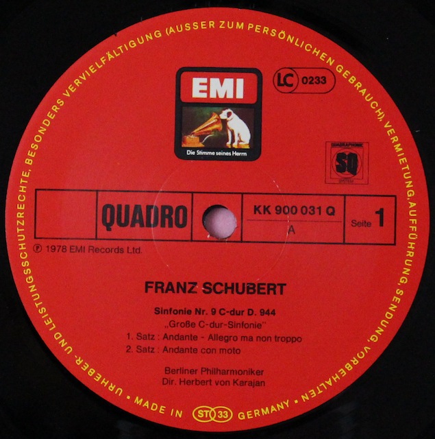LPレコードカラヤンのシューベルト/交響曲第9番「グレート」 独EMI 2819