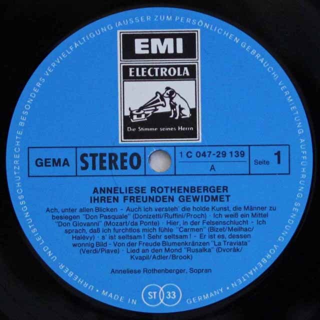 LP レコード ローテンベルガー歌曲集 独EMI 3691