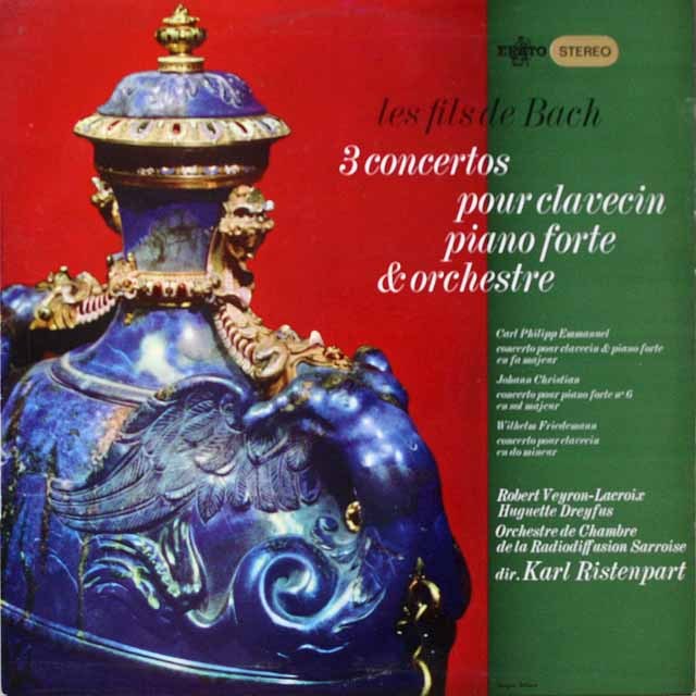 リステンパルト、ラクロアのバッハ家の協奏曲集　仏ERATO　3799　LP レコード