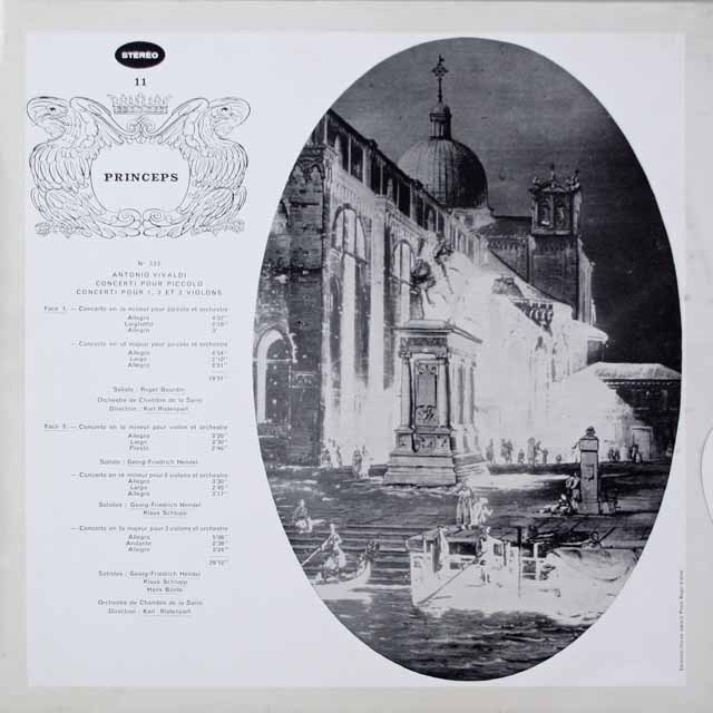 リステンパルトのヴィヴァルディ/協奏曲集　仏CF　3335　LP レコード