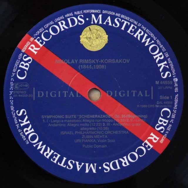LP レコード メータのリムスキー=コルサコフ/交響組曲