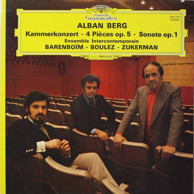 バレンボイム、ブーレーズ、ズーカーマンらのベルク/室内協奏曲ほか　仏DGG　3794　LP レコード