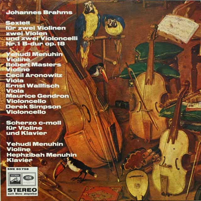 メニューインらのブラームス/弦楽六重奏曲第1番　独EMI　2610　LP レコード