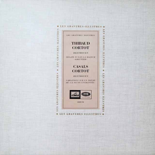 コルトー、ティボー&カザルスのベートーヴェン/「クロイツェル」ソナタ、「魔笛の主題による変奏曲」 　仏EMI（VSM）　モノラル　2611　LP レコード