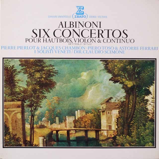 イ・ソリスティ・ヴェネティ＆シモーネのアルビノーニ/6つの協奏曲集  仏ERATO  2629　LP レコード