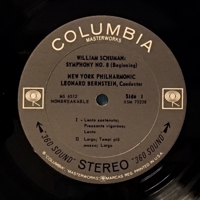 LP レコード バーンスタインのウィリアム・シューマン/交響曲第8番ほか