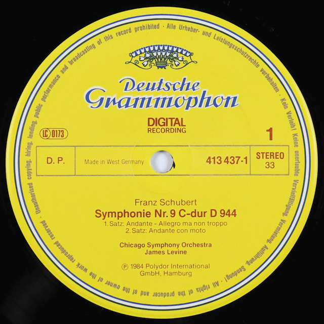 LP レコード レヴァインのシューベルト/交響曲第9番「グレート」 独DGG