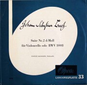 【10インチ盤】　マイナルディのバッハ/無伴奏チェロ組曲第2番　独Opera　3523　LP レコード