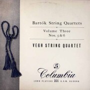 【オリジナル盤】　ヴェーグ四重奏団のバルトーク/弦楽四重奏曲第5&6番 　英Columbia　3528　LP レコード