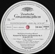 【白レーベル/非売品】　アンダのモーツァルト/ピアノ協奏曲第3、4、5番　独DGG　3727　LP レコード