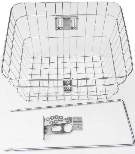 【自転車グッズ】24-26inch用バスケット(ステンレス)(四角)【バスケット】【カゴ】【カスタム】