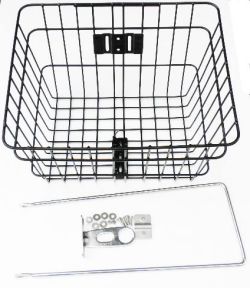 【自転車グッズ】24-26inch用バスケット(ブラック)(四角)【バスケット】【カゴ】【カスタム】