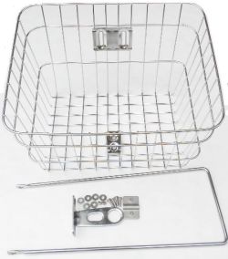 【自転車グッズ】24-26inch用バスケット(ステンレス)(四角)【バスケット】【カゴ】【カスタム】