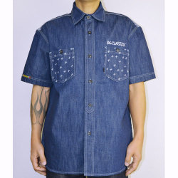 【OG CLASSIX/オージークラシックス】BANDANA CROSS DENIM SHIRTS【半袖デニムシャツ】【バンダナ】【ペイズリー】【クロス】