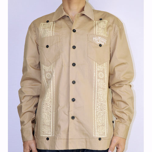 【OG CLASSIX/オージークラシックス】BANDANA LINE CUBA SHIRTS(LONG)【長袖ボタンシャツ】【キューバシャツ】【バンダナ】【ペイズリー】