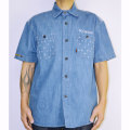 【OG CLASSIX/オージークラシックス】BANDANA CROSS DENIM SHIRTS【半袖デニムシャツ】【バンダナ】【ペイズリー】【クロス】