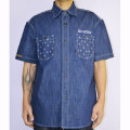 【OG CLASSIX/オージークラシックス】BANDANA CROSS DENIM SHIRTS【半袖デニムシャツ】【バンダナ】【ペイズリー】【クロス】
