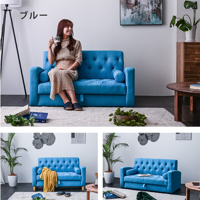 ソファー ソファ 2人掛け 収納付き クッション2個付 ソファ ロー  