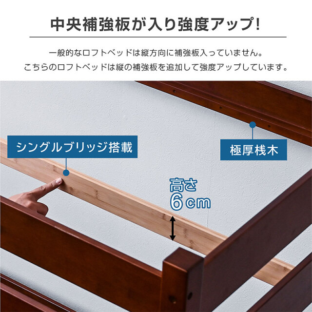 SIMAO出品 ロフトベッド｜省スペース・宮棚・コンセント・成長対応 モデル4