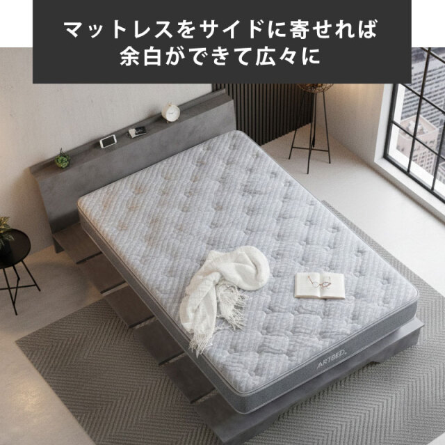 ステージベッド クイーン マットレスセット USB-A/C付 LED照明付 脚元