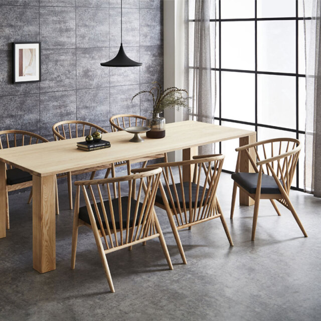 展示品　葉山ガーデン　ナラ材　無垢材　ダイニングチェア　和モダン　6脚セット ダイニングチェア [WN] – 葉山ガーデンオンラインショップ