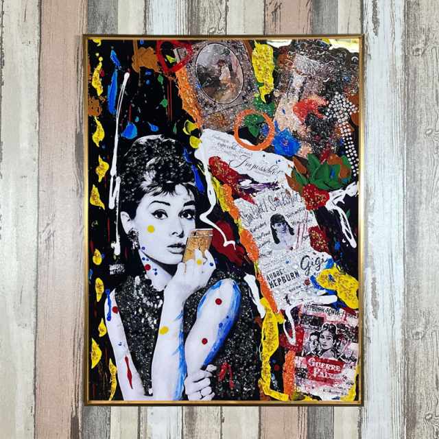 パネルポスター絵画 水晶パネル アートパネル 60×80cm ポップアート 金フレーム付き