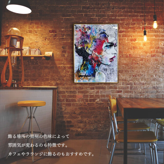 水晶パネル アートパネル 60×80cm ポップアート 金フレーム付き