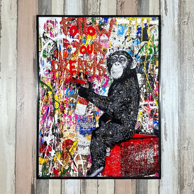 水晶パネル アートパネル 60×80cm ポップアート 黒フレーム付き
