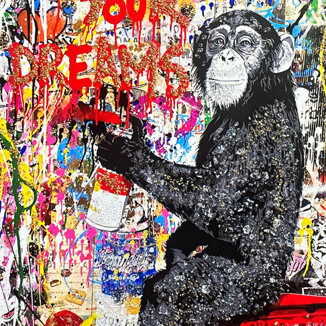 水晶絵　バンクシー　カラフル　新品 水晶パネル アートパネル 60×80cm バンクシー モンキー