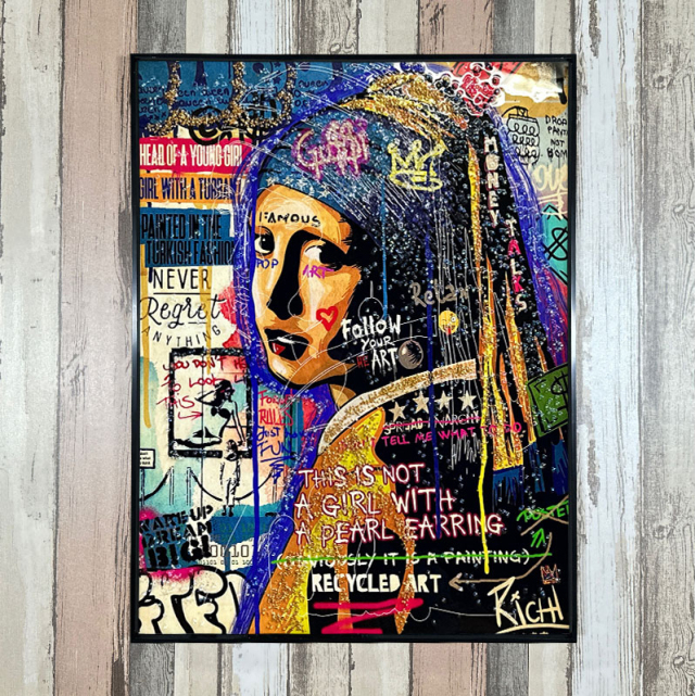 ポップアート 香水ボトル 絵画 水晶パネル アートパネル 60×80cm ポップアート 黒フレーム付き