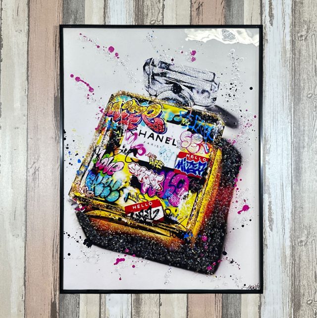 クリスタルアート ポップアート コミック風アート ビーズ装飾付き 水晶パネル アートパネル 60×80cm ポップアート バンクシー 金