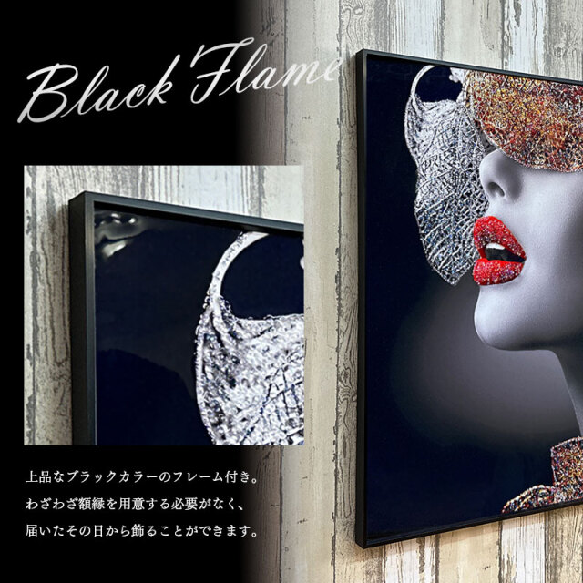 水晶パネル アートパネル 60×80cm 黒フレーム付き 女性 人物