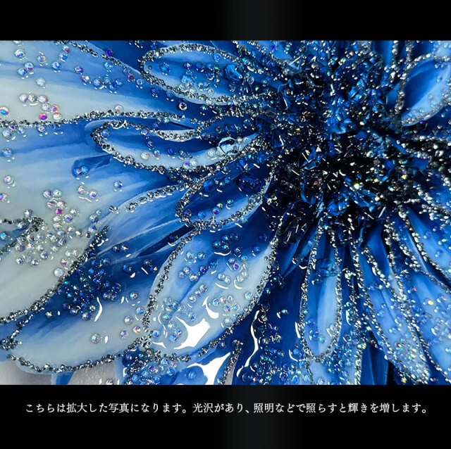 水晶絵　アートパネル　クリスタル　立体　絵画　アート　ブルー　フラワー　ゴールド 水晶パネル アートパネル 60×80cm 富嶽三十六景 風景 金フレーム