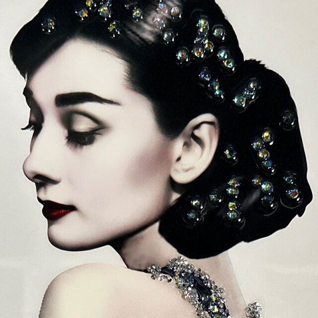 水晶パネル アートパネル 60×80cm 黒フレーム付き 偉人 女性