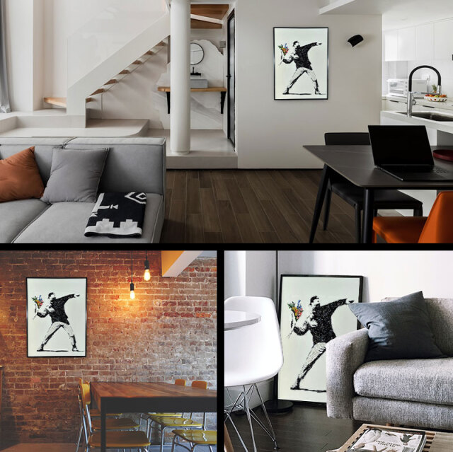 バンクシー 花束を投げる男 絵画 アートパネル 楽天市場】【スーパーセール期間中10％OFF】バンクシー アート