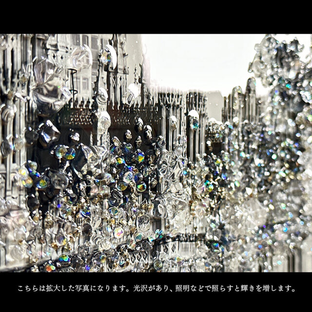 水晶パネル アートパネル 60×80cm 街並み 金フレーム付き クリスタル