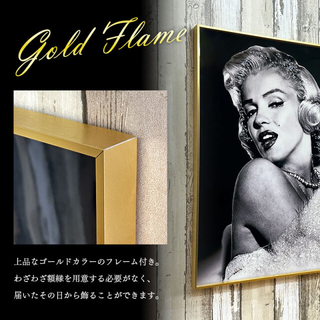 水晶パネル アートパネル 60×80cm 金フレーム付き 偉人 女性